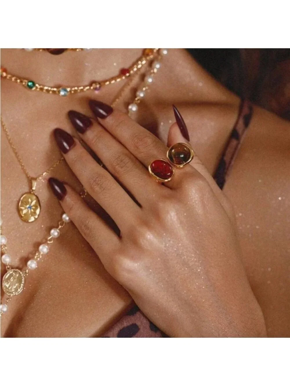Gold Dual Stone Ring Q500